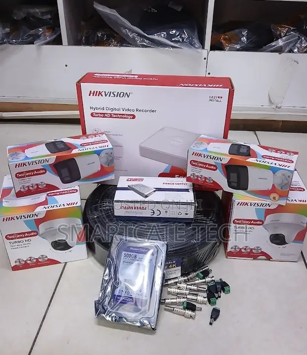 Hikvision 4CH CCTV Kit - 2 Dome + 2 Bullet Cameras, 2-Way Audio - 1