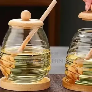 Kopo la Asali la Kioo la Uwazi na Mfuniko wa Mianzi