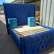 Luxury Crystal Button-Tufted Bed Frame & Cabinets Set - 1