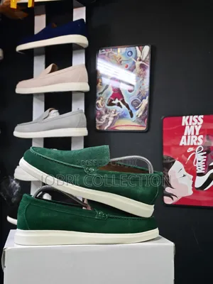 Green Boss Suede Slip-On Loafers