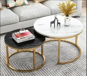 Meza ya Kahawa ya Vipande 2 vya Marble vinavyoingiliana