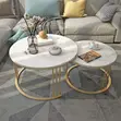 Meza ya Kahawa ya Vipande 2 vya Marble vinavyoingiliana - 3