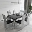 6 Seater Marble Dining Set - Modern Family Dining Table - 1