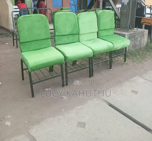 Green Church Chairs with R8 Under - 1