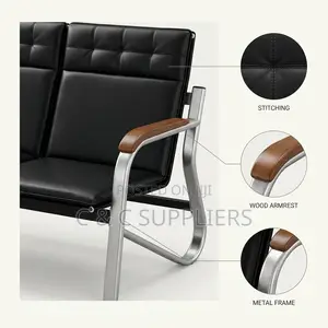 Sofa Set Nyeusi ya Viti 5 kwa Hospitali