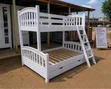 Brand New Heavy-Duty Wooden Bunk Bed Frame with Under-Bed Drawer (Twin Over Full) - 1