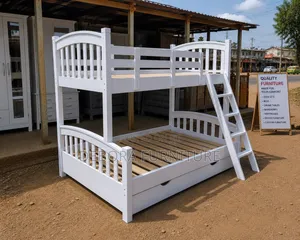 Brand New Heavy-Duty Wooden Bunk Bed Frame with Under-Bed Drawer (Twin Over Full)