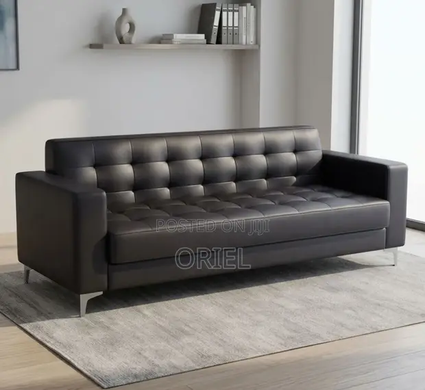 3-Seater Leather Office Waiting Sofa - 1