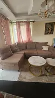 Sofa ya L-Shape Mpya ya Viti 5 na Meza ya Kahawa ya Marumaru - 1