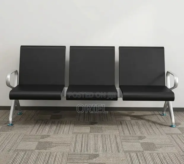 3-Seater Full Leather Padded Office Bench - 1