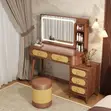 Modern Brown Dressing Table with LED Lights - 1