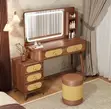Modern Brown Dressing Table with LED Lights - 3