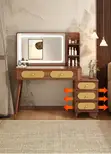 Modern Brown Dressing Table with LED Lights - 5