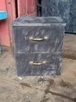 Luxury Charcoal Grey Velvet Bedside Drawer - 2