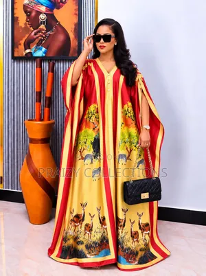 Dera ya Silk ya Prints za Kiafrika - Free Size