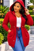Hooded Cardigan with Adjustable Waist - White - 1