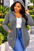 Hooded Cardigan with Adjustable Waist - White - 4