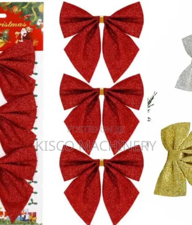 Seti ya Vipande 3 vya Ribbon za Krismasi Nyekundu Zenye Mng'aro - 1