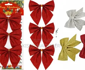 Seti ya Vipande 3 vya Ribbon za Krismasi Nyekundu Zenye Mng'aro