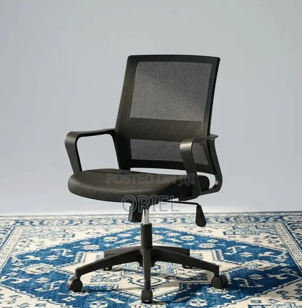 Adjustable Mid-Back Office Chair - Black - 1