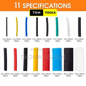 580PCS 11 Saizi za Heat Shrink Tubing Kit