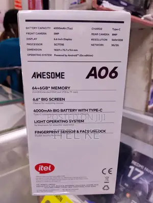 Itel A06 Mpya 64GB Nyeusi
