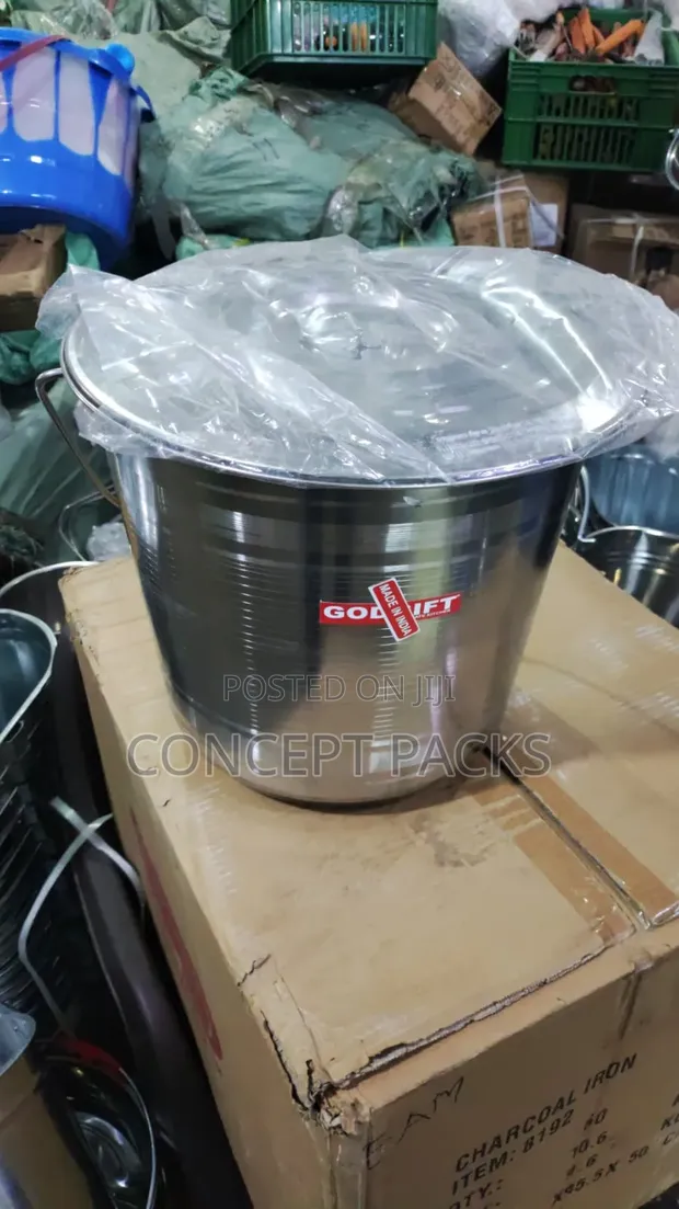 20 Litre Stainless Steel Bucket with Lid - 1