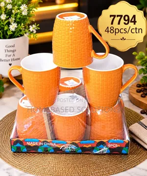 Vikombe vya Ceramic Rangi Mbili za Orange - Seti ya 6
