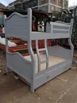 Kitanda cha Bunk cha Mbao cha Grey Kipya chenye Droo za Hifadhi - 2