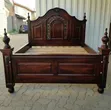 Royal Hand-Carved Hardwood Bed - Dark Polish - 1