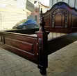 Royal Hand-Carved Hardwood Bed - Dark Polish - 2