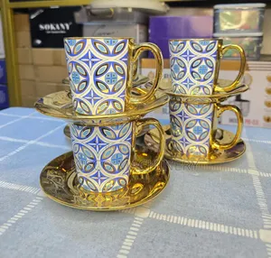 12pcs Golden Cup and Saucer Set