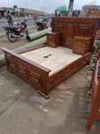 Executive Brown Hardwood Bed with Dual Attached Cabinets - 5x6 - 1