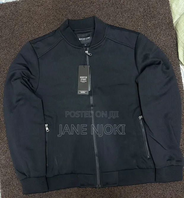 Zip Jacket Plain - Nyeusi Ya Wanaume Huber - 1