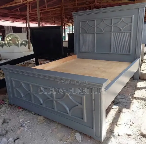Brand New Modern Gray Wooden Bed Frame - Diamond Design (5x6 / 6x6) - 1