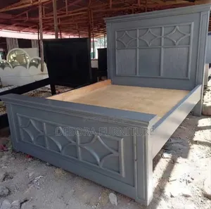 Brand New Modern Gray Wooden Bed Frame - Diamond Design (5x6 / 6x6)