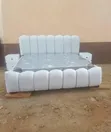 Kitanda cha Bubble Nyeupe 6x6 na godoro na kitanda cha pembeni - 5