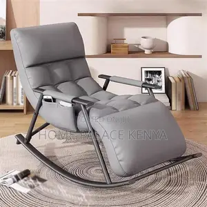 Elegant Rocking Chair - Gray Fabric