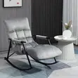 Elegant Rocking Chair - Gray Fabric - 2