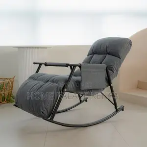 Elegant Rocking Chair - Gray Fabric