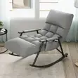 Elegant Rocking Chair - Gray Fabric - 4