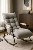 Elegant Rocking Chair - Gray Fabric - 5