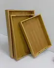 Trei ya Kuhudumia ya Bamboo 3-in-1 na Vishikizi vya Dhahabu - 1
