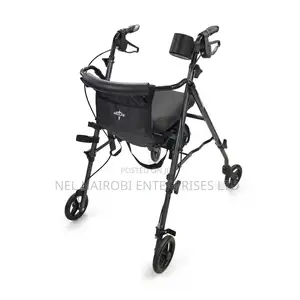 Aluminium Walking Rollator with Seat - Black