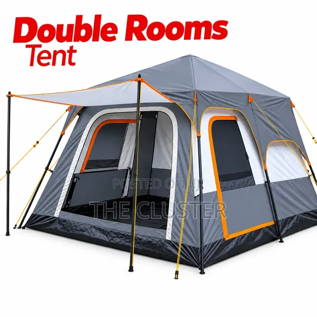 Brand New Double Room Camping Tent - Family Size (Grey) - 1