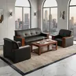 Large Black Leather Waiting Room Sofa - 5