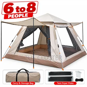 Hema la Kambi la Kiotomatiki la Watu 6-8 Rangi ya Brown
