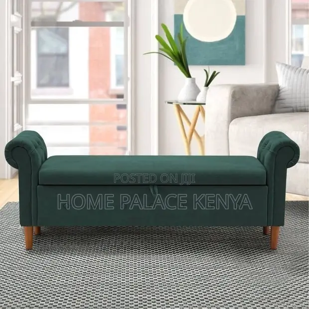 Premium Bed End Ottoman Bench - Green - 1