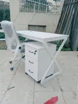 Kabati Nyeupe ya Hifadhi na Meza ya Ofisi - 2