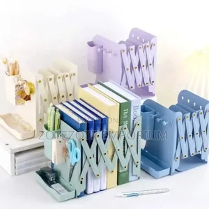 Expandable Metallic Bookshelf with Magnetic Pen Holder